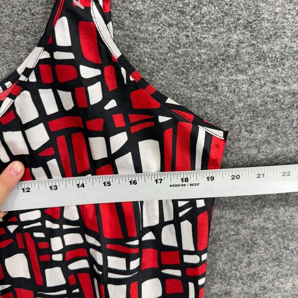 Winlar Night Gown Women 1X Plus Red Geometric Sleeveless V-Neck Sleepwear - Picture 4 of 6